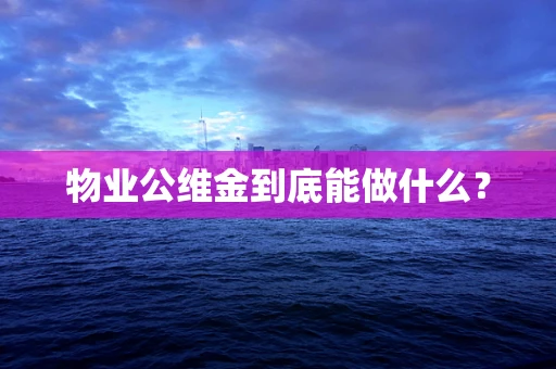 物业公维金到底能做什么？