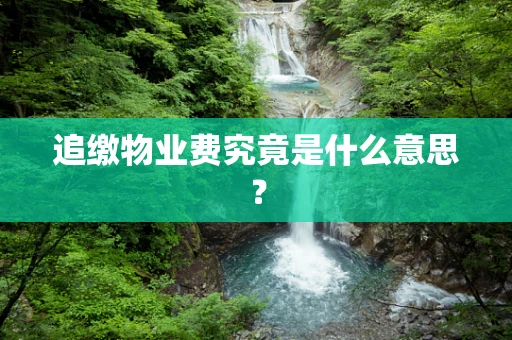 追缴物业费究竟是什么意思？