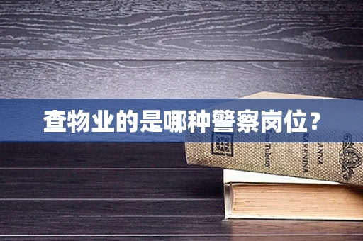 查物业的是哪种警察岗位？