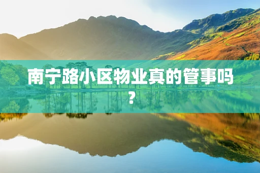 南宁路小区物业真的管事吗？