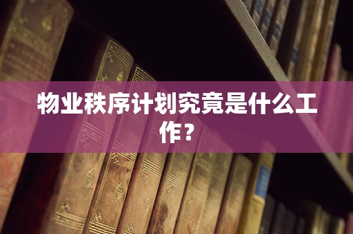 物业秩序计划究竟是什么工作？