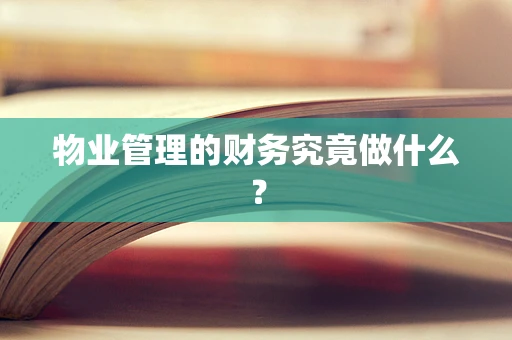 物业管理的财务究竟做什么？