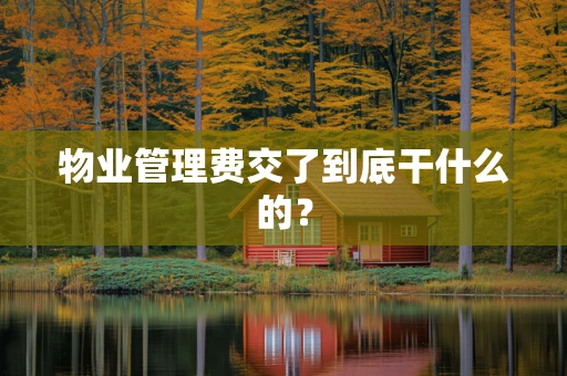 物业管理费交了到底干什么的？